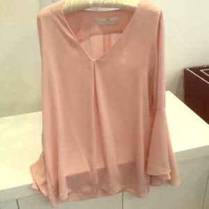 Amanda Uprichard, pink bell sleeved blouse